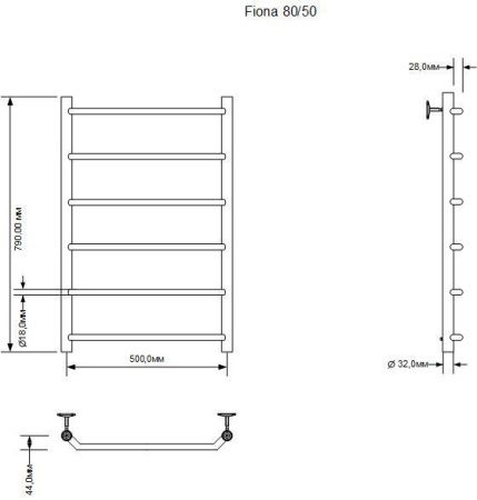 Полотенцесушитель электрический Aquanet Fiona 00281995 55х80 хром