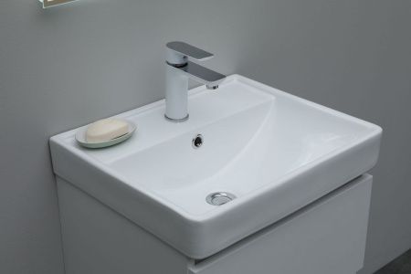 Раковина керамическая Aquanet Ирис 00301802 50х40 полувстраиваемая цвет белый 1 отверстие под смеситель