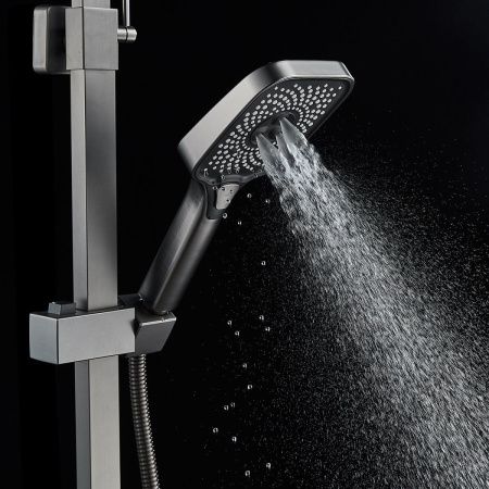 Душевая стойка Shevanik S7036T настенная цвет оружейная сталь