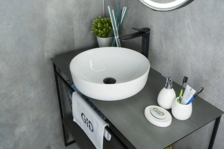 Раковина керамическая Gid Esfera 51182 40х40 накладная цвет белый без отверстий под смеситель