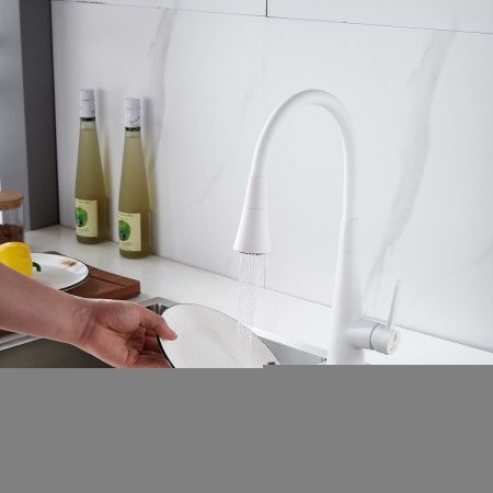 Смеситель для кухни Rose R213C на мойку белый