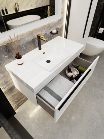 Тумба с раковиной La Fenice ELBA NFNC-01-ELB-B-80-3-80 80х50 подвесная цвет белый