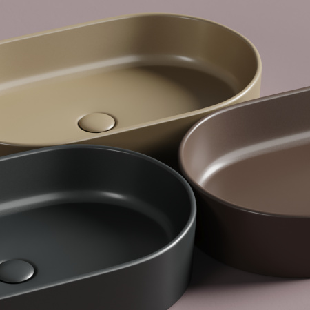 Раковина из сантехнического фарфора Ceramica Nova ELEMENT CN6048MC 61х39 накладная цвет капучино матовый без отверстий под смеситель