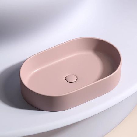 Раковина из сантехнического фарфора Ceramica Nova ELEMENT CN6048MP 60х40 накладная цвет розовый без отверстий под смеситель