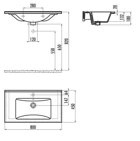 Раковина из сантехнического фарфора Creavit Su SU080-00CB00E-0000 80х50 накладная цвет белый