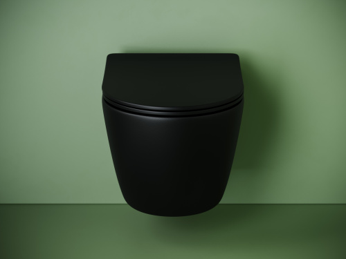 Унитаз подвесной Ceramica Nova UNO CN11001TMB черный матовый с сиденьем микролифт смыв торнадо - фото 3 Унитаз подвесной Ceramica Nova UNO CN11001TMB черный матовый с сиденьем микролифт смыв торнадо - фото 3