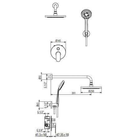 Душевая система Gattoni H2Omix7000 7009070C0 (старый арт.KTH715/PDC0) встраиваемая в стену цвет хром