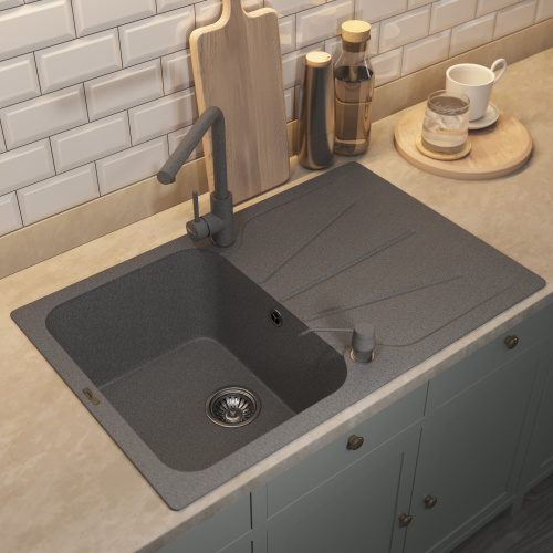 Кухонная мойка Uperwood Quartz Premium UPD-04 3910202114 78x51 цвет серый матовый - фото 3
