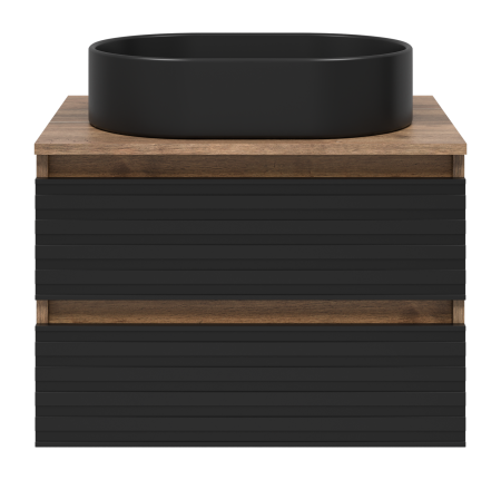 Тумба под раковину Brevita Dakota DAK-09060-19/02-2Я 60х48х43 подвесная цвет черный/коричневый