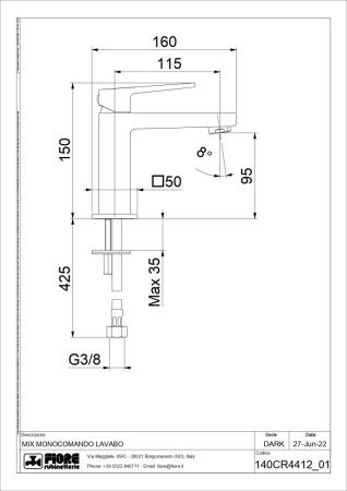 Смеситель Fiore Dark 140NN4412 на раковину черный