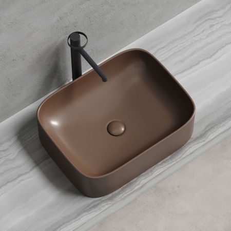 Раковина из сантехнического фарфора Ceramica Nova ELEMENT CN6052MDB 50х40 накладная цвет коричневый без отверстий под смеситель