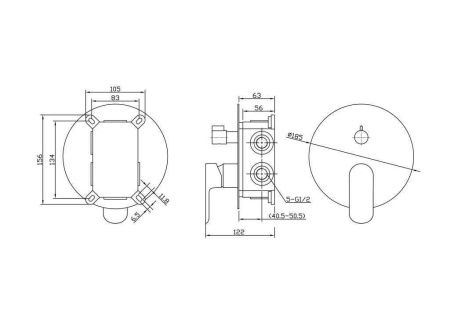 Смеситель BelBagno ANCONA ANCONA-VDI-CRM встраиваемый в стену хром