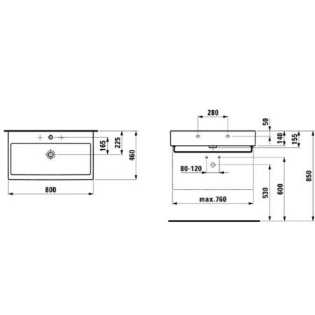Раковина керамическая Laufen Living City 8.1743.6.000.104.1 80 см накладная цвет белый 1 отверстие под смеситель