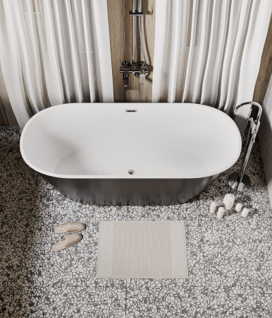 Ванна акриловая Grossman Forta GR-1503MB 170х75 отдельностоящая овальная с каркасом