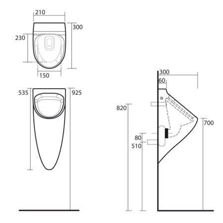 Писсуар Kerasan Aquatech 373501 подвесной белый