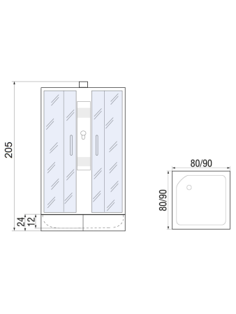 Душевая кабина River QUADRO 10000002241 80х80 квадратная без крыши ориентация универсальная