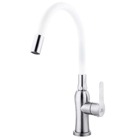 Смеситель для кухни Fashun A54801-8 на мойку белый/сатин