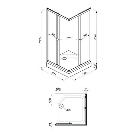 Душевой уголок Тритон Стандарт Щ0000061815 90х90 стекло матовое профиль белый с поддоном