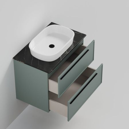 Тумба со столешницей La Fenice ELBA TWIN NFNC-01-ELB-G-80-2-3-GB 80х50 подвесная цвет синий/серый