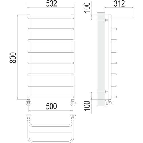 Полотенцесушитель водяной Terminus 4670078530295 55х80 хром - фото 3