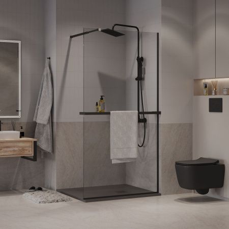 Душевая перегородка Niagara Nova NG-670-80ВLACK 80х195 стекло прозрачное профиль черный