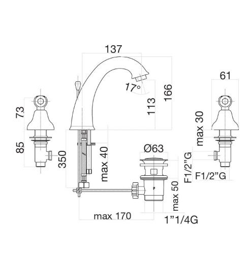Смеситель Fiore 02CO0628 на раковину хром/золото - фото 3