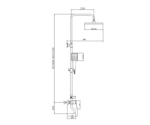 Душевая стойка Bronze de Luxe EL77GB настенная цвет матовое золото/черный - фото 3