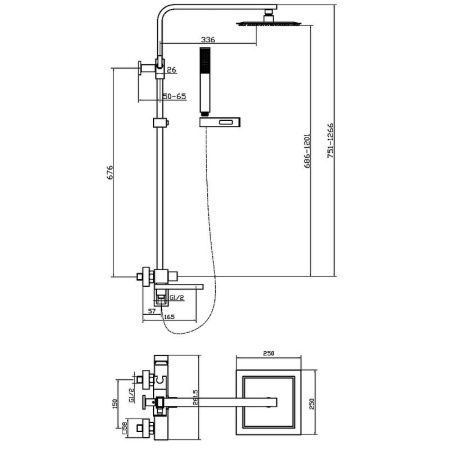 Душевая стойка Agger Great A2893300 настенная цвет хром