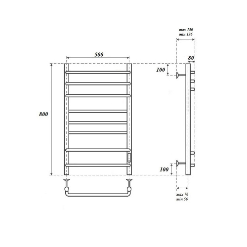 Полотенцесушитель Point Сатурн PN90858 электрический хром - фото 2