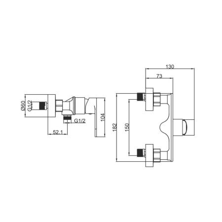 Смеситель для ванны и душа Fashun A2085-35 настенный золото