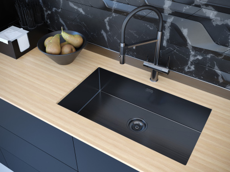 Кухонная мойка Paulmark ALLER 74 UNI PM807444-GM 69х39 цвет вороненая сталь