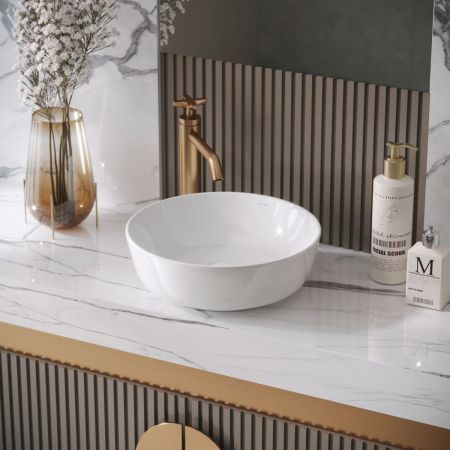 Раковина из сантехнического фаянса Grossman Style GR-3032 40х40 накладная цвет белый без отверстий под смеситель