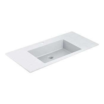 Раковина из искусственного камня Vincea VCB-13100W 100х50 встраиваемая цвет белый 1 отверстие под смеситель
