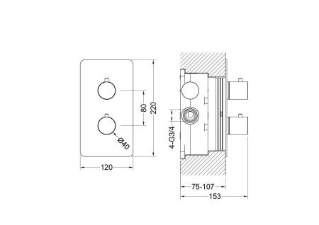 Смеситель для ванны Aquatek ЕВРОПА AQ1392MB встраиваемый в стену черный с термостатом
