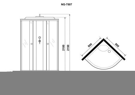 Душевая кабина Niagara Eco E80/40/TN 80х80 четверть круга с крышей ориентация универсальная