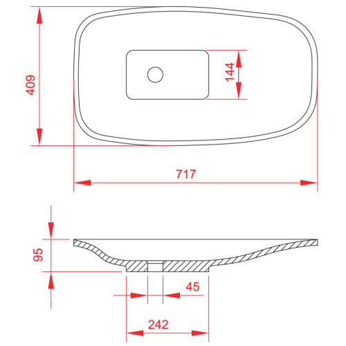 Раковина из искусственного камня MonteBianco Tuscany 13172 72х41 накладная цвет белый матовый без отверстий под смеситель - фото 5