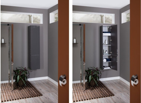 Шкаф-пенал Aquanet Алвита 00240197 35х31х158 подвесной цвет серый