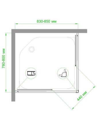 Душевой уголок Royal Bath HPD RB8085HPD-C-BL 85х80 стекло матовое профиль черный без поддона