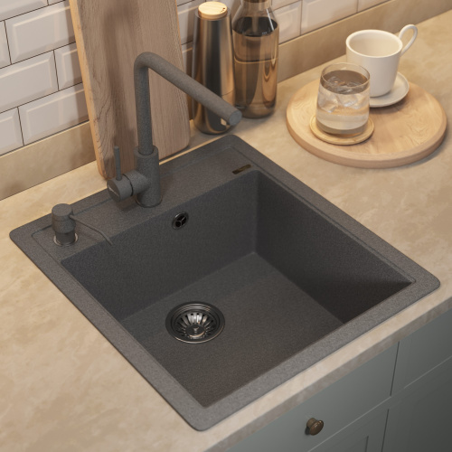 Кухонная мойка Uperwood Quartz Premium UPD-07 3910202126 46x51 цвет серый матовый - фото 3