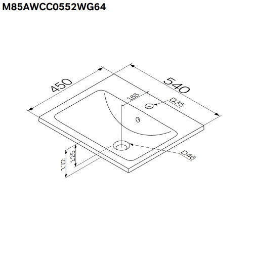 Раковина из сантехнического фарфора Am.Pm X-Joy 54 см M85AWCC0552WG64 встраиваемая цвет белый - фото 3