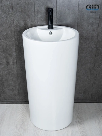 Раковина керамическая Gid Autonomo 81102 46х46 напольная цвет белый 1 отверстие под смеситель