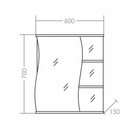 Зеркало-шкаф СанТа Волна 101013 60х70 подвесной цвет белый
