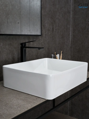 Раковина керамическая Gid Geométrico 51236 50х40 накладная цвет белый без отверстий под смеситель