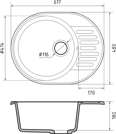 Кухонная мойка Granfest Quarz 58 песочный 62х48 цвет бежевый поверхность матовая