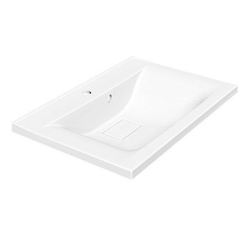 Раковина из искусственного камня Vincea VCB-3M650W 70х50 встраиваемая цвет белый 1 отверстие под смеситель