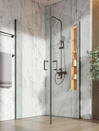 Душевой уголок Orange E04-090TB 90х90 стекло прозрачное профиль черный без поддона