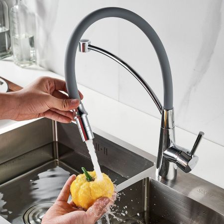 Смеситель для кухни Shevanik S743-9 на мойку хром/серый