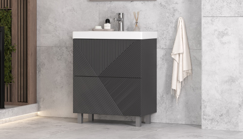 Тумба под раковину Velvex EDGE tn.EDG.9696.70.2Y графит 68х39х80 напольная цвет графит - фото 3