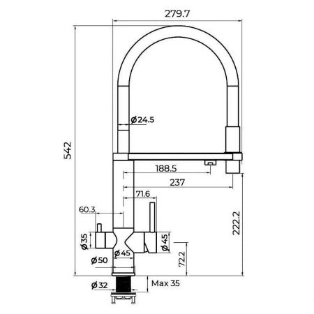 Смеситель для кухни Knotlor Infinity SS-15 на мойку нержавеющая сталь