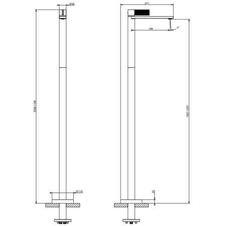 Смеситель для раковины Gessi Inverso Diamantato 73695#299 напольный черный (внешняя часть)